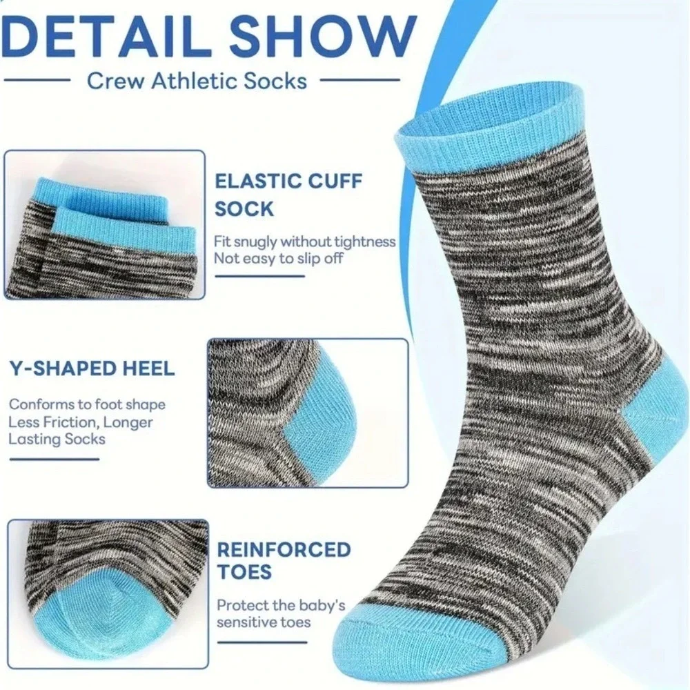 Sports Casual Crew Socks 7-10 YO Boys‎ Retro Striped Soft Anti-slip Youth NEW